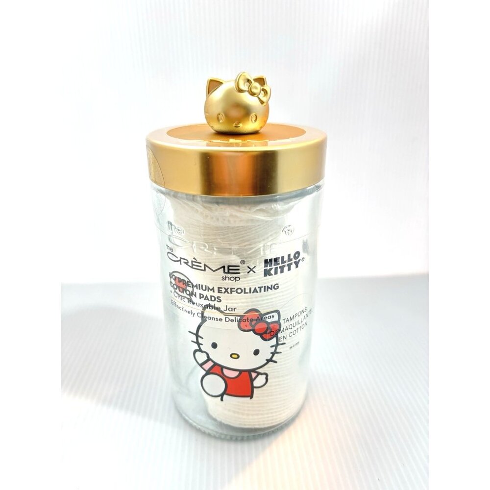 The Crème Shop x Hello Kitty Premium Exfoliating Cotton Pads Reusable Glass Jar